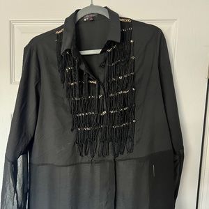 Twist Shirt tunic with fringes and gold details